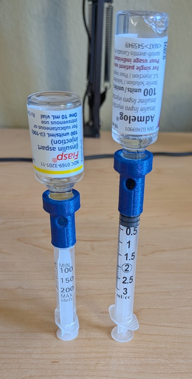 Omnipod syringe to insulin vial coupler (TPU)