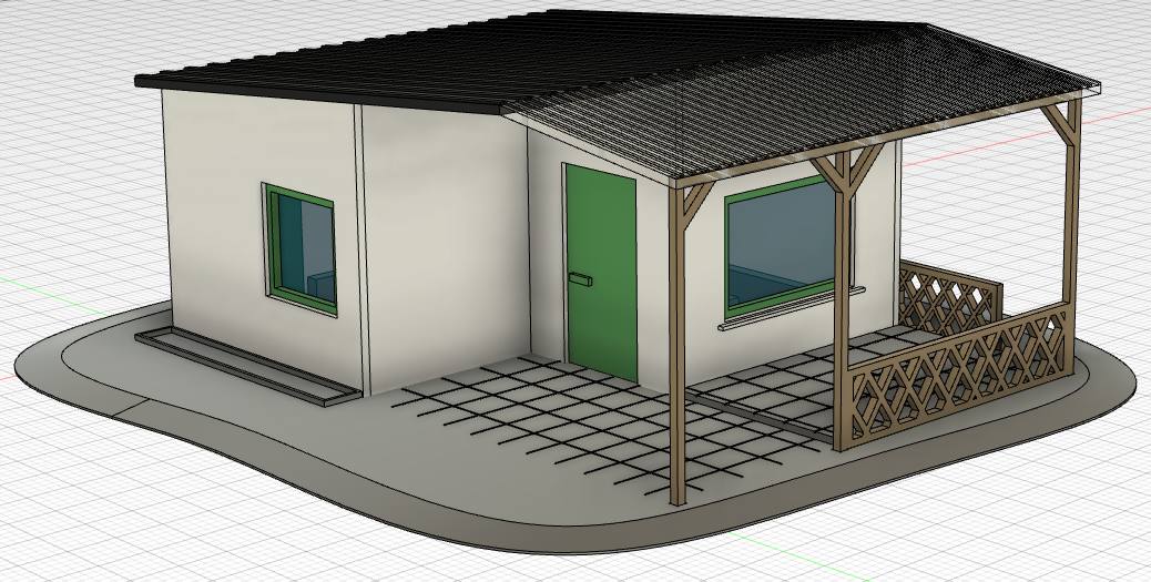 H0 1:87 allotment garden cabin with porch/veranda - "Schrebergarten" Laube mit Vordach