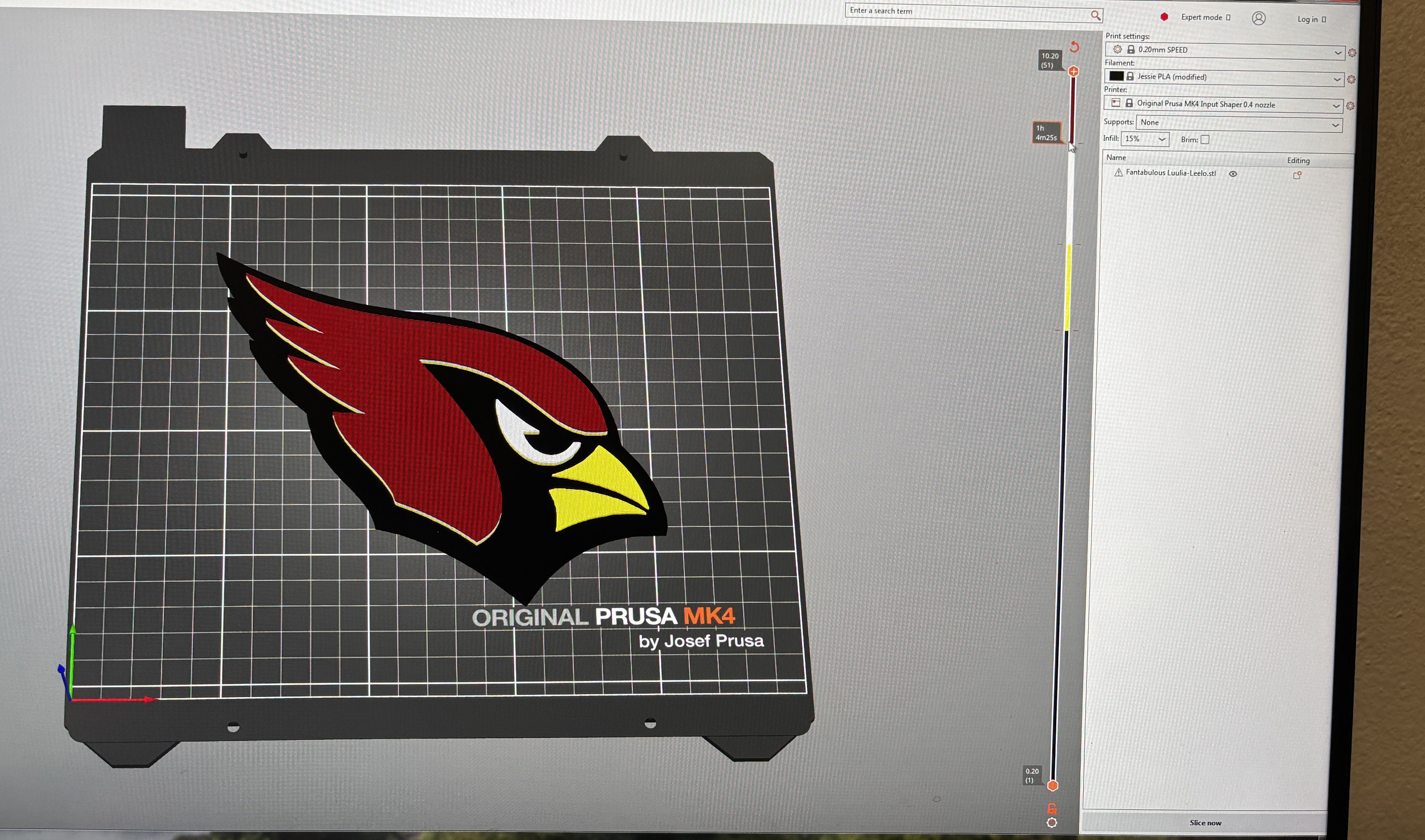 4 color single extruder single piece Arizona Cardinals Logo wall art