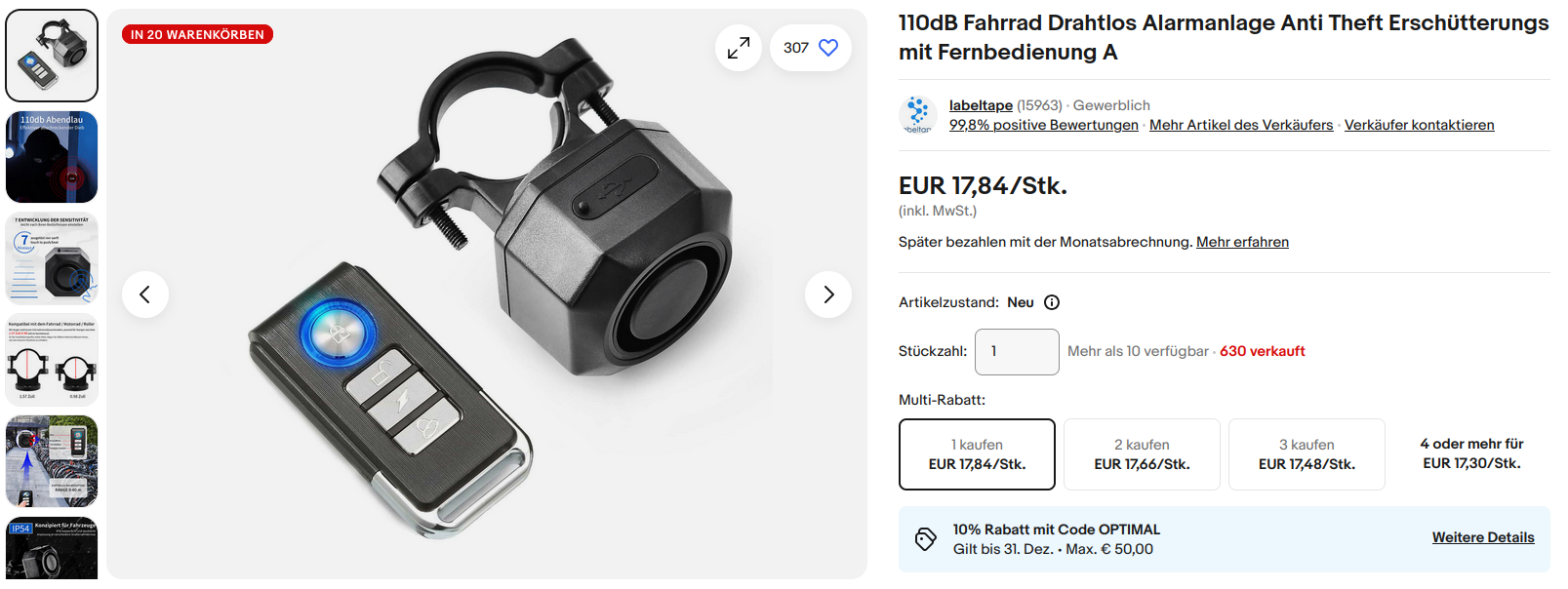 Hodler Bike Alarm Remote (to use as bell / horn)
