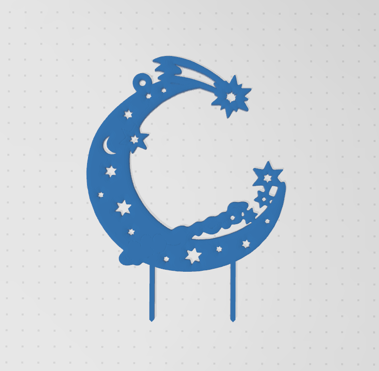 Crescent Moon Stars Cake Topper