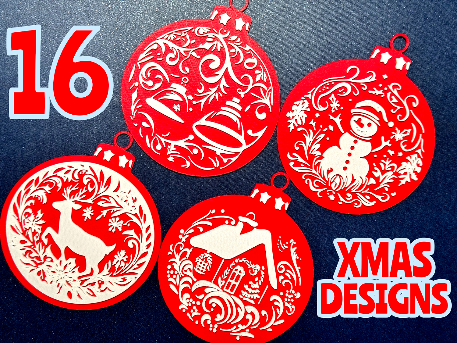 16 Christmas Bauble Shaped Decors