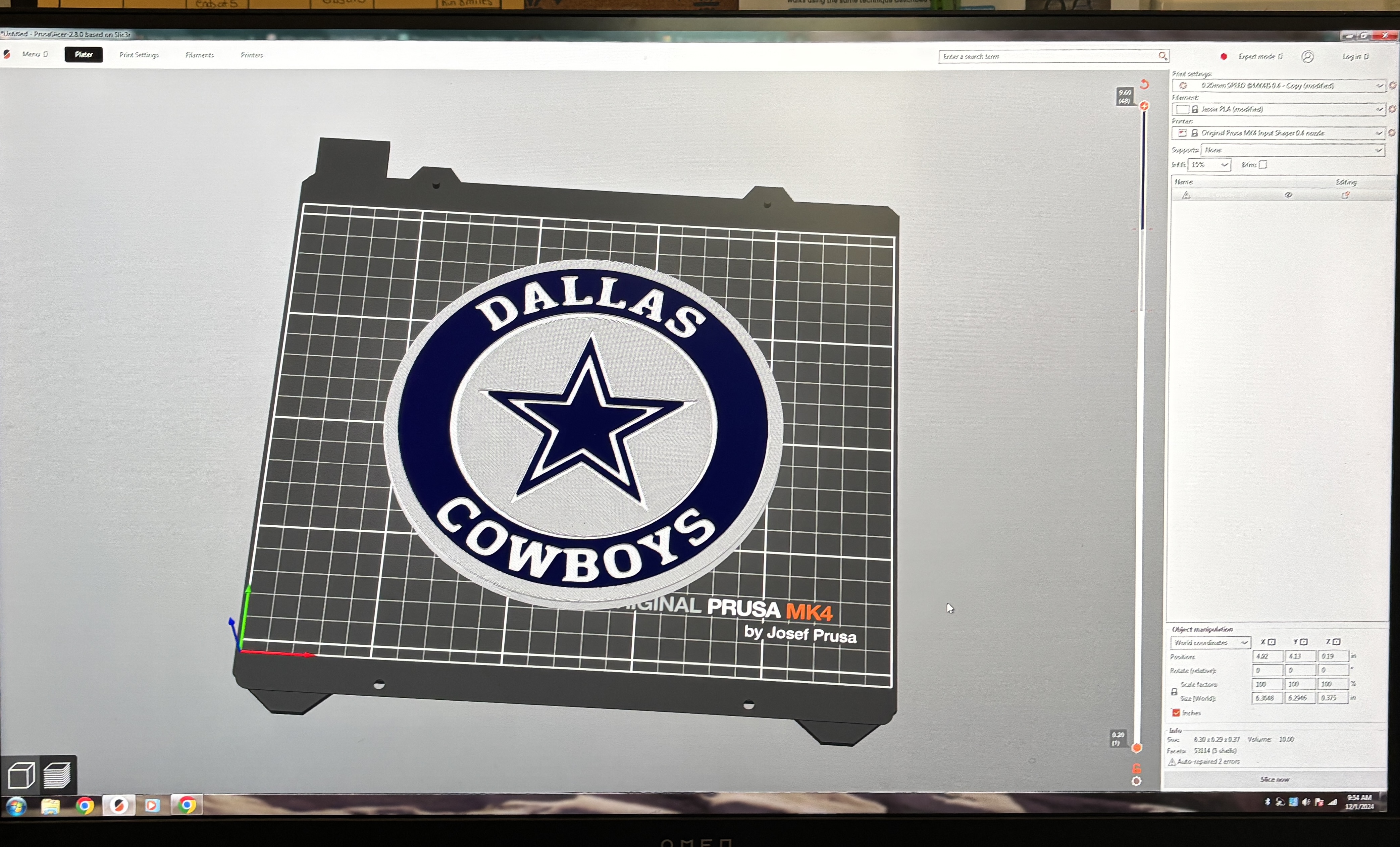 3 color single extruder single piece Dallas Cowboys Logo wall art