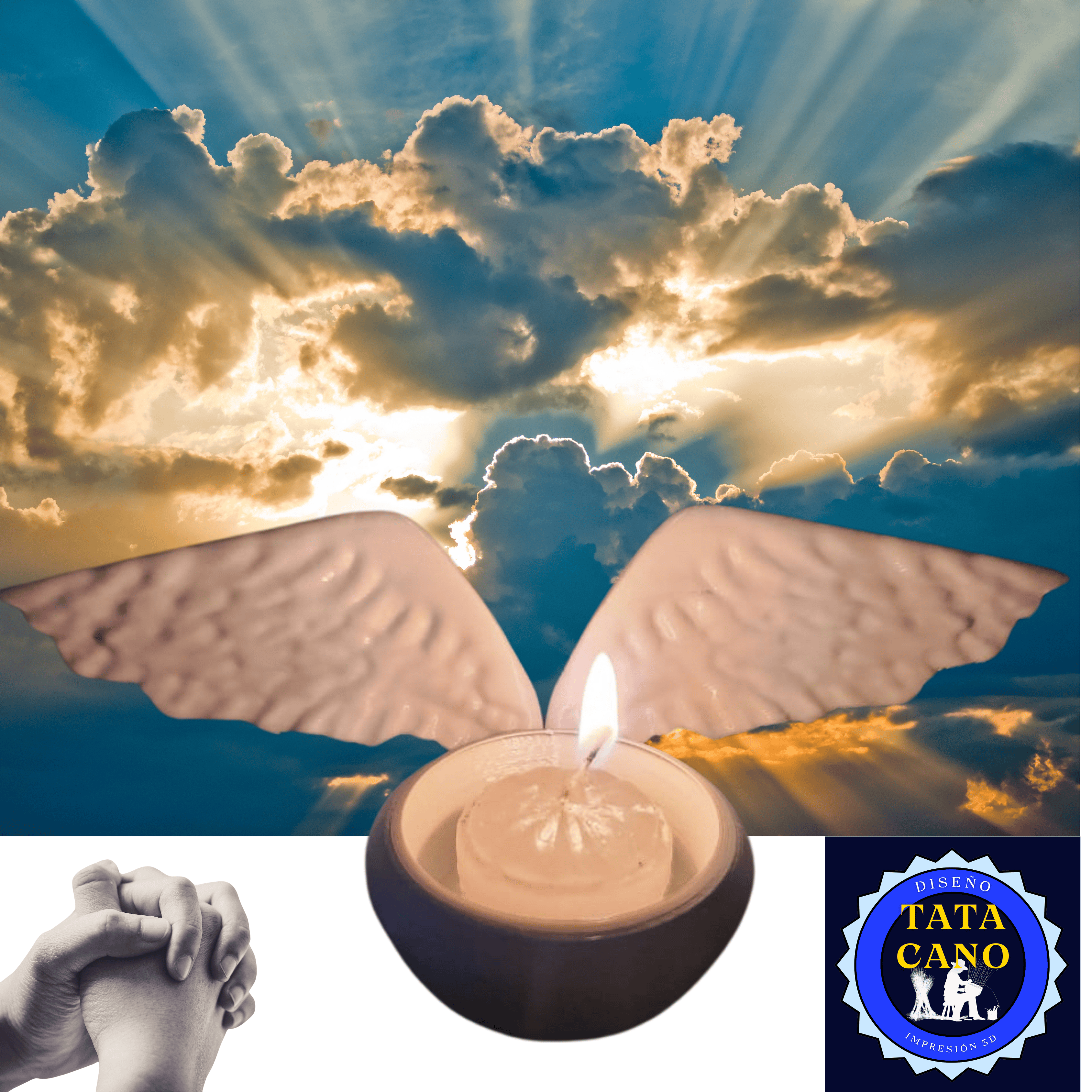 Porta Vela Alas de Angel (Angels wings Candle Holder)