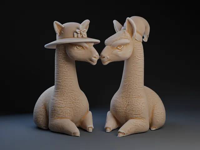Two Llamas in Hats