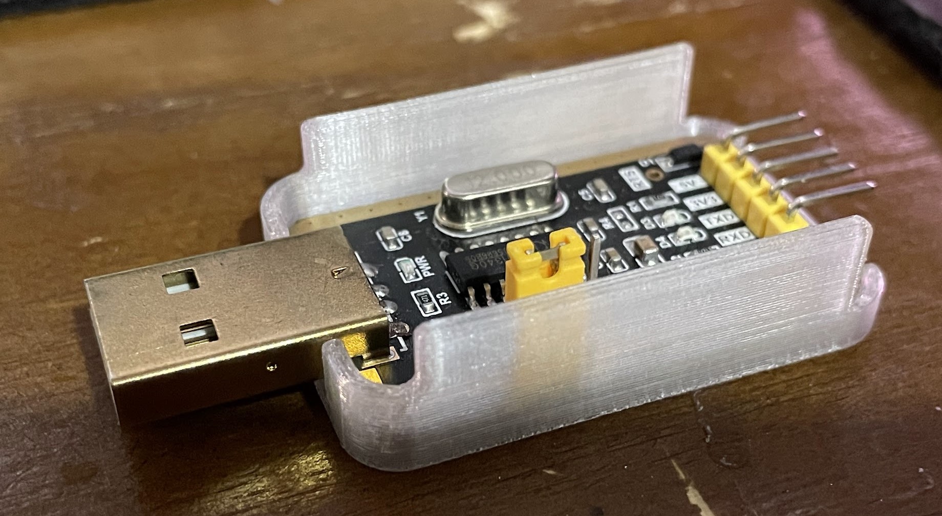 Open frame case for generic UART to USB dongle