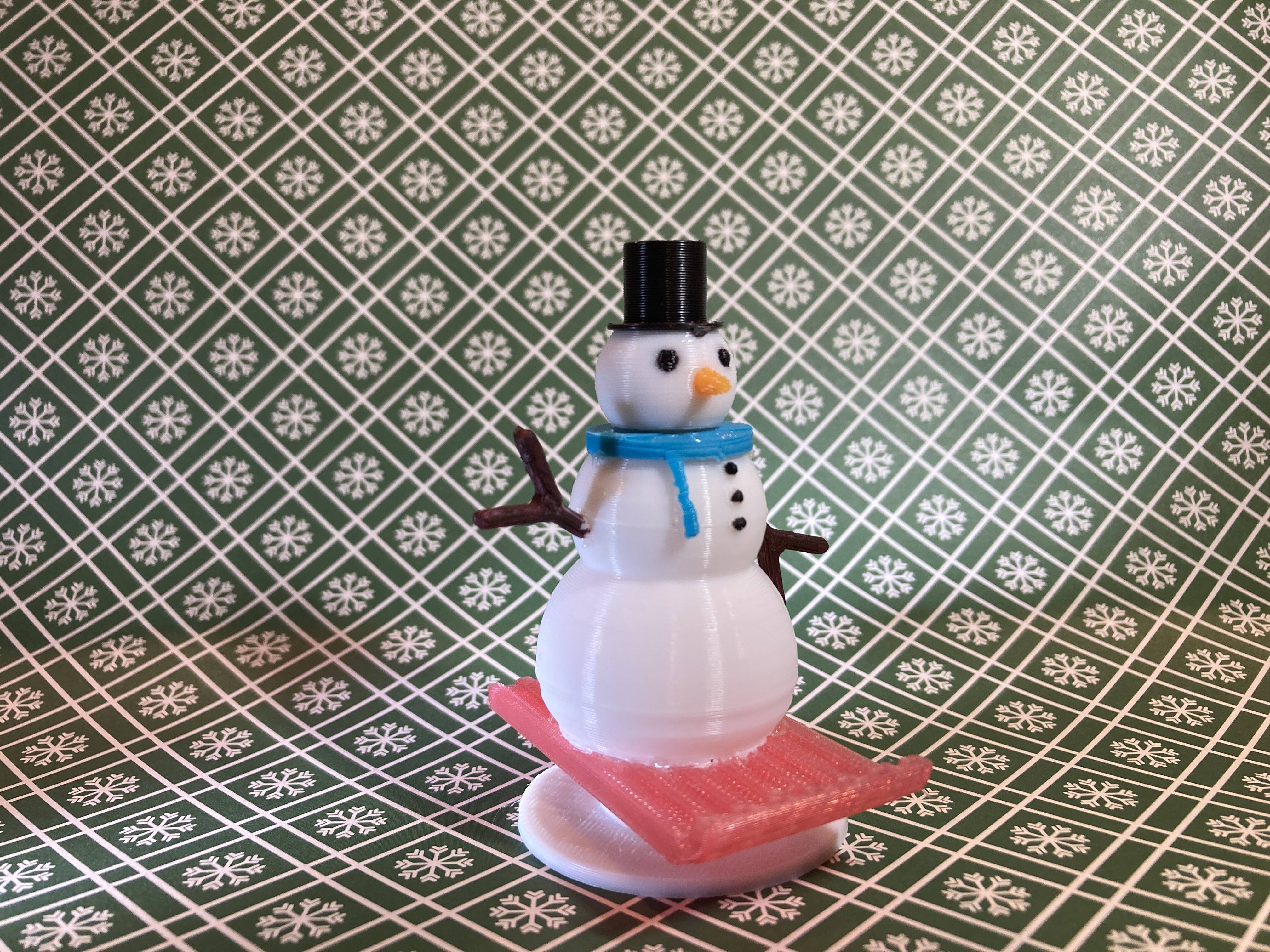Sledding Snowman v2 - Spring Powered