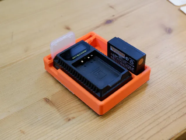 Gridfinity Nitecore FX1 Holder (+ Fujifilm NP-W126S Battery)