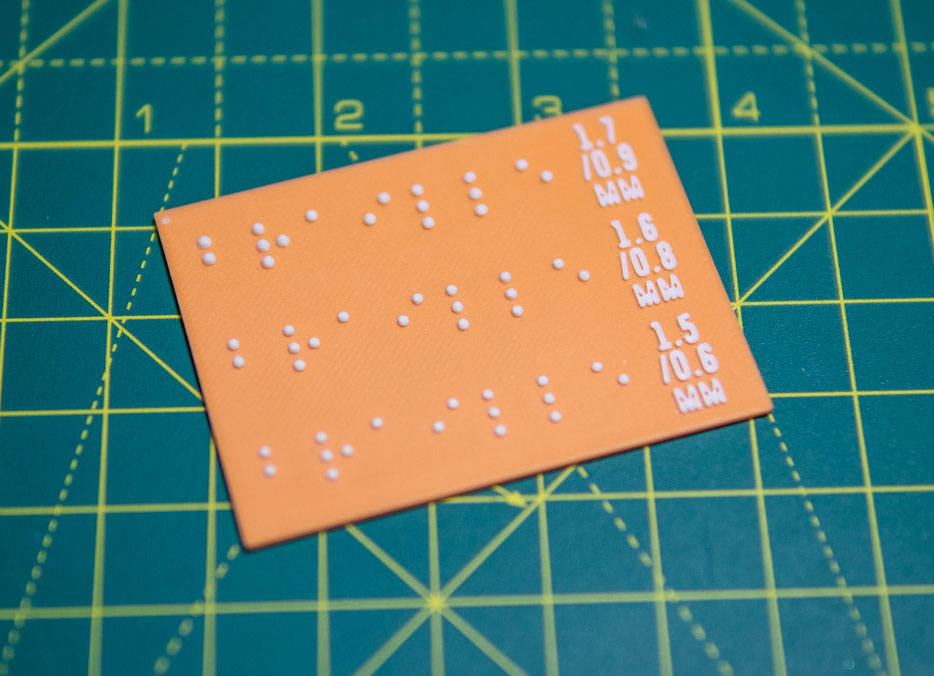 3D Printed Braille Test Calibration Print
