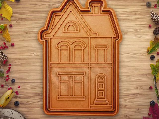 Christmas house cookie cutter / stamp 01