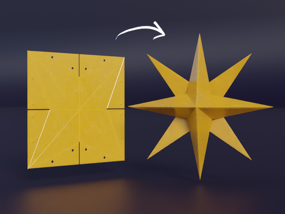 Folding Christmas star in Origami style