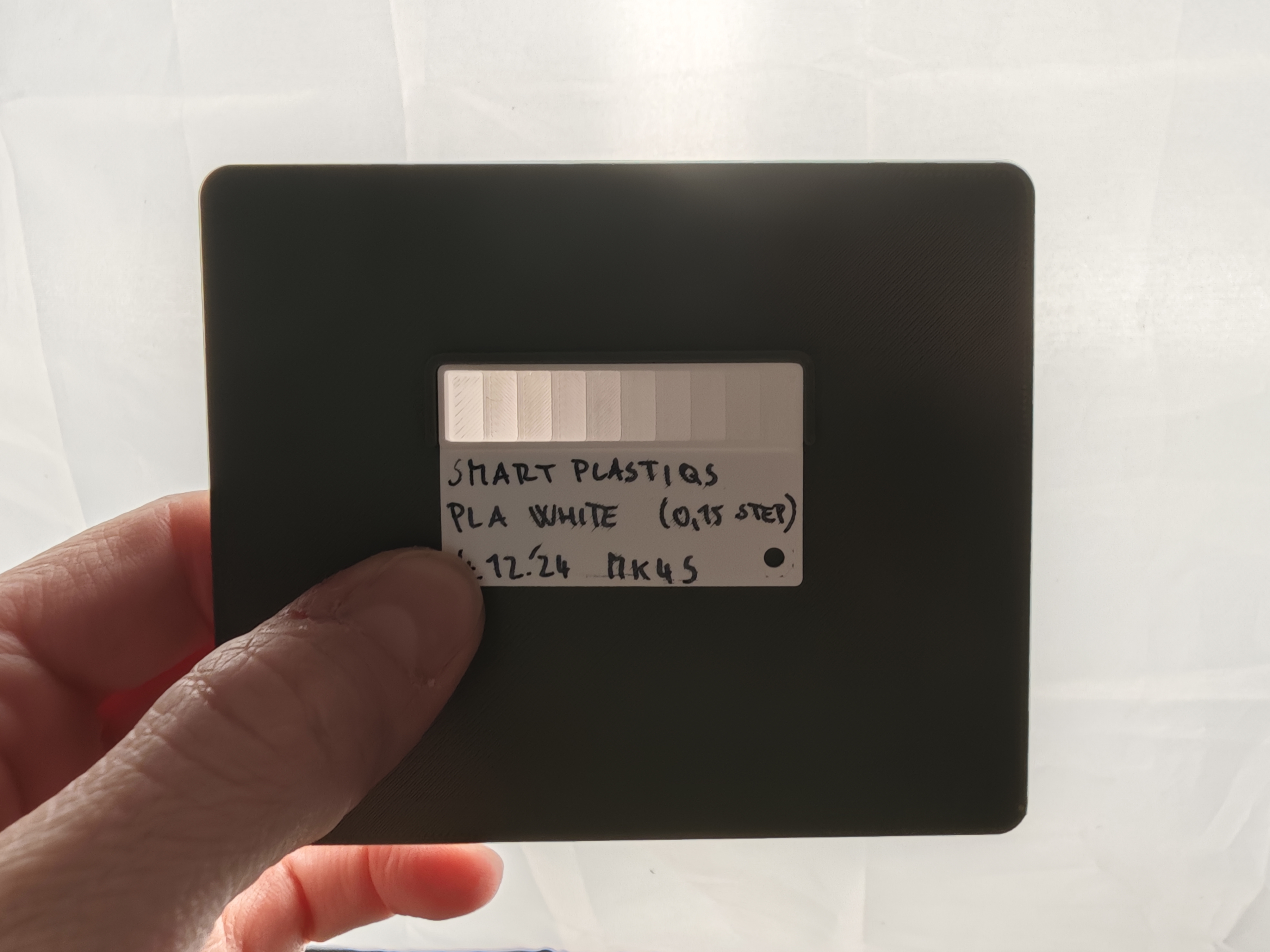 Various transparency tests with holder