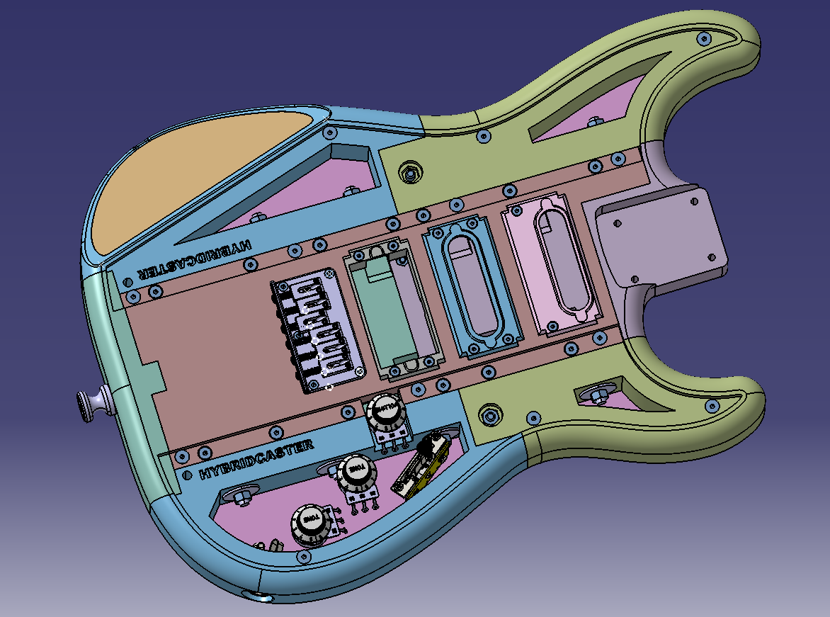Hybridcaster ST Hybrid 3D printable guitar by DLutherie Download