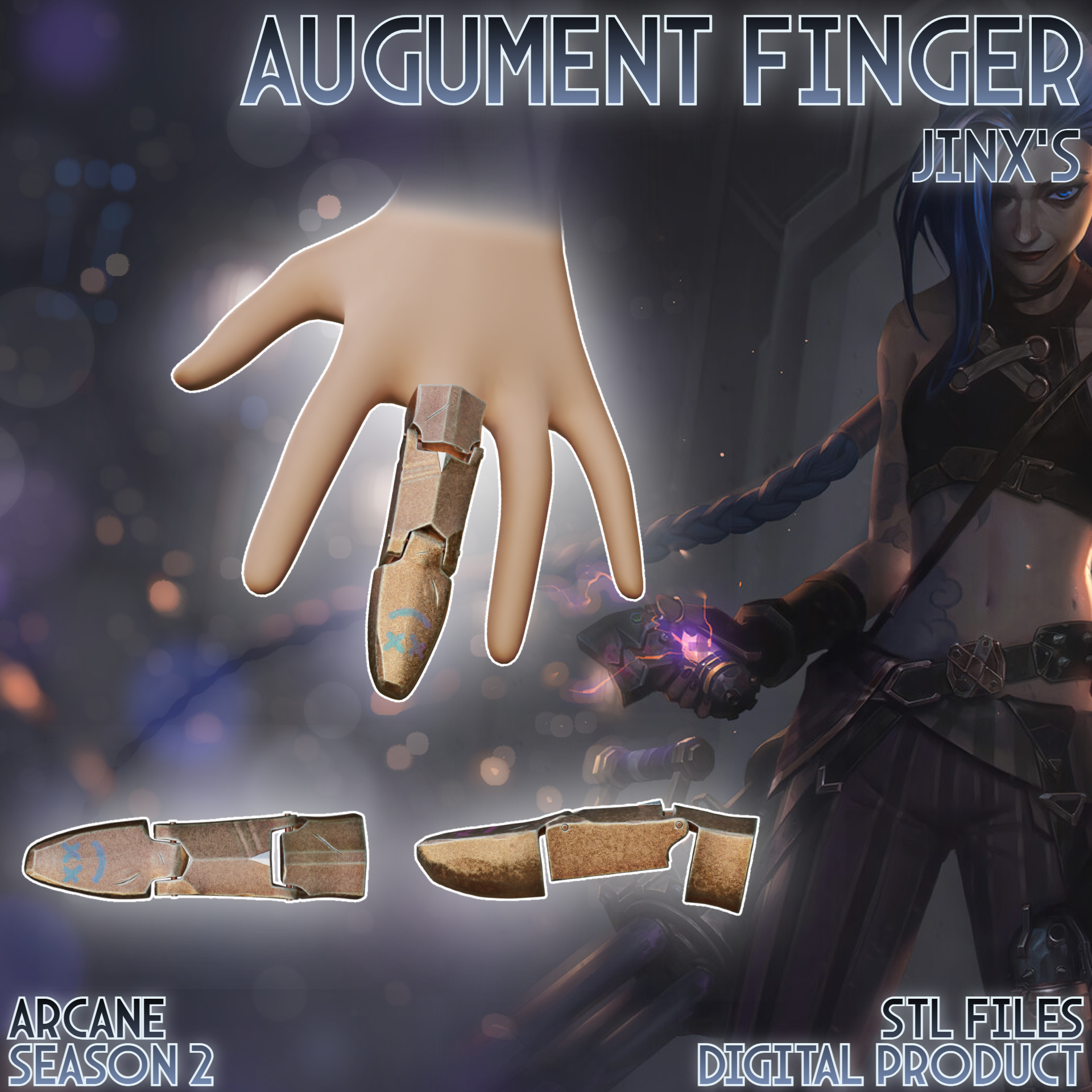 Jinx Augument Cosplay Finger Arcane League of Legends