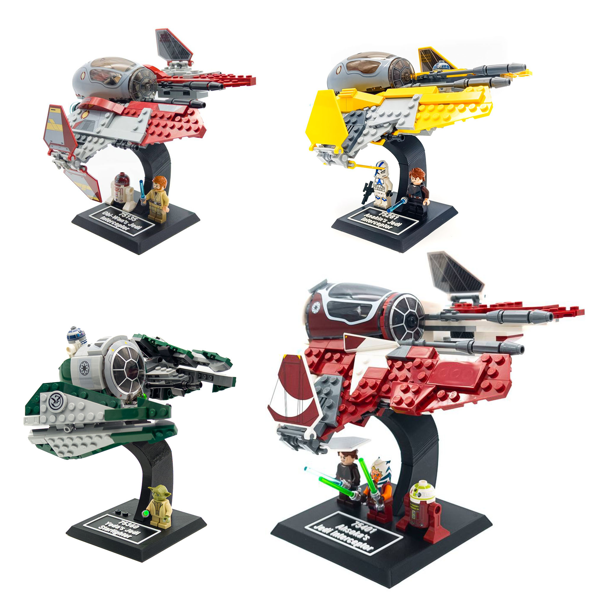 Display Stand for LEGO Star War Jedi Interceptor Ahsoka's 75401 / Anakin's 9494 75281 75038 / Obi-Wan's 75135 / Yoda's 75168 75360