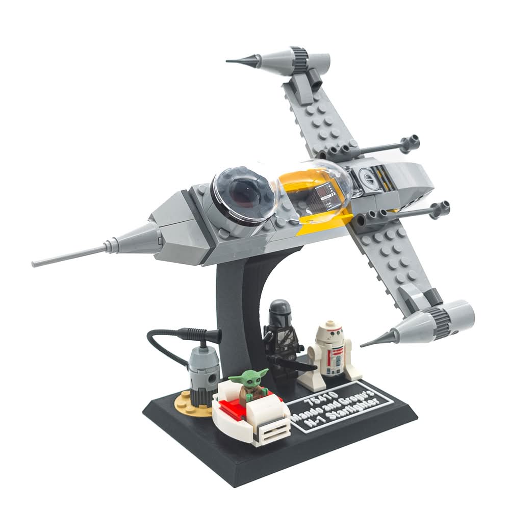 Display Stand for LEGO Star War 75410 Mando and Grogu's N-1 Starfighter
