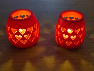 LED Tealight holders with a hearts pattern