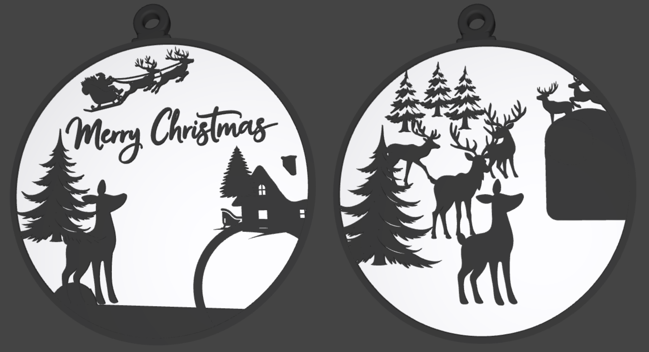 Ornaments for Christmas Tree with young deer in front