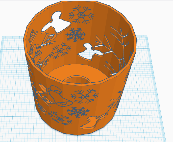 Tea Light Holder with snowflake and bells pattern V1