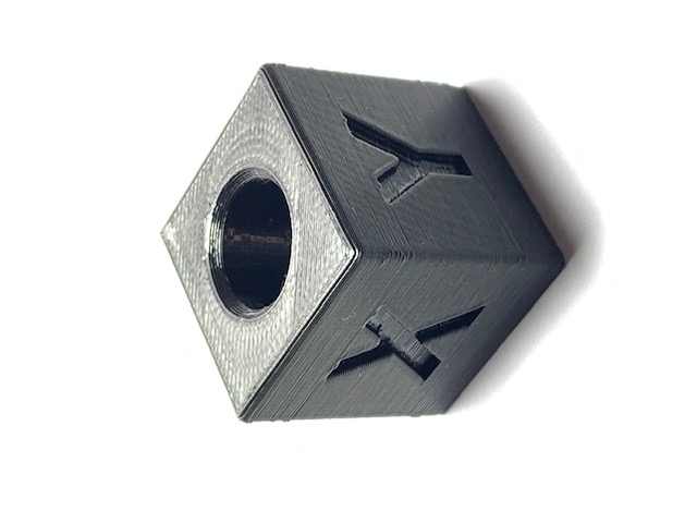 1.0 Inch (25.4mm) Calibration Cube with 0.5 Inch (12.7mm) Hole.