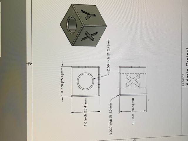 1.0 Inch (25.4mm) Calibration Cube with 0.5 Inch (12.7mm) Hole. by ...