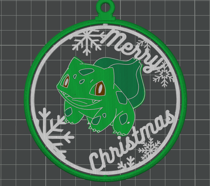 Smiling Bulbasaur Christmas Ornament