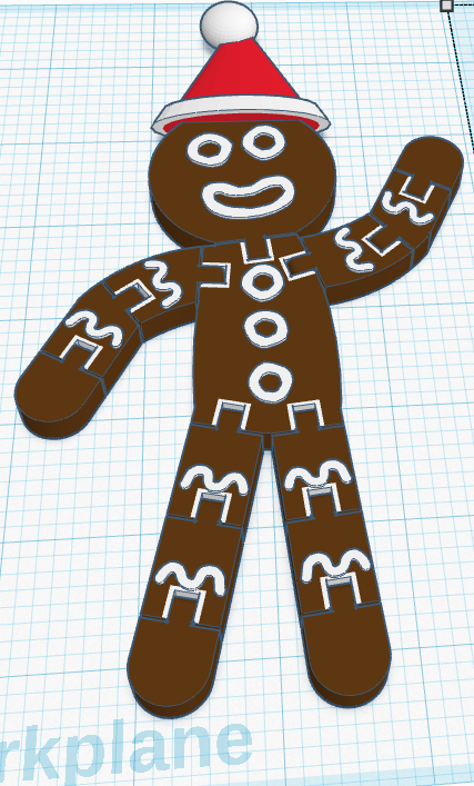 Articulated Big Gingerbread man with Santa hat