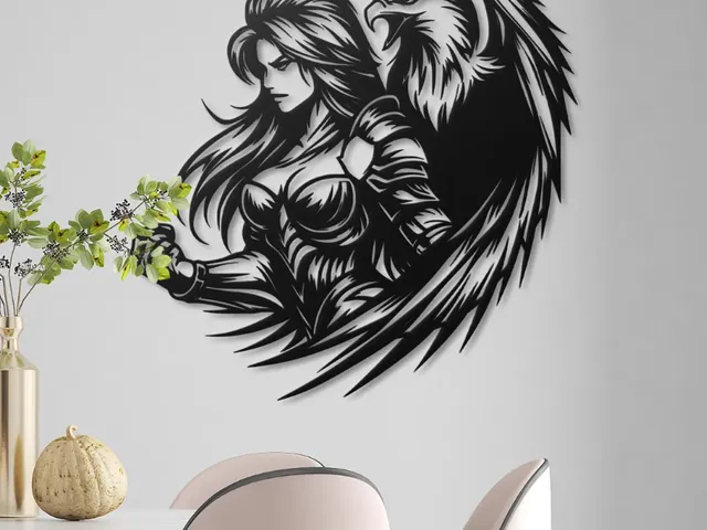 Fierce Warrior Woman with Eagle Wall Art