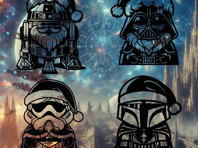 The Starwars Universe is ready for Christmas - 4 pack wall art