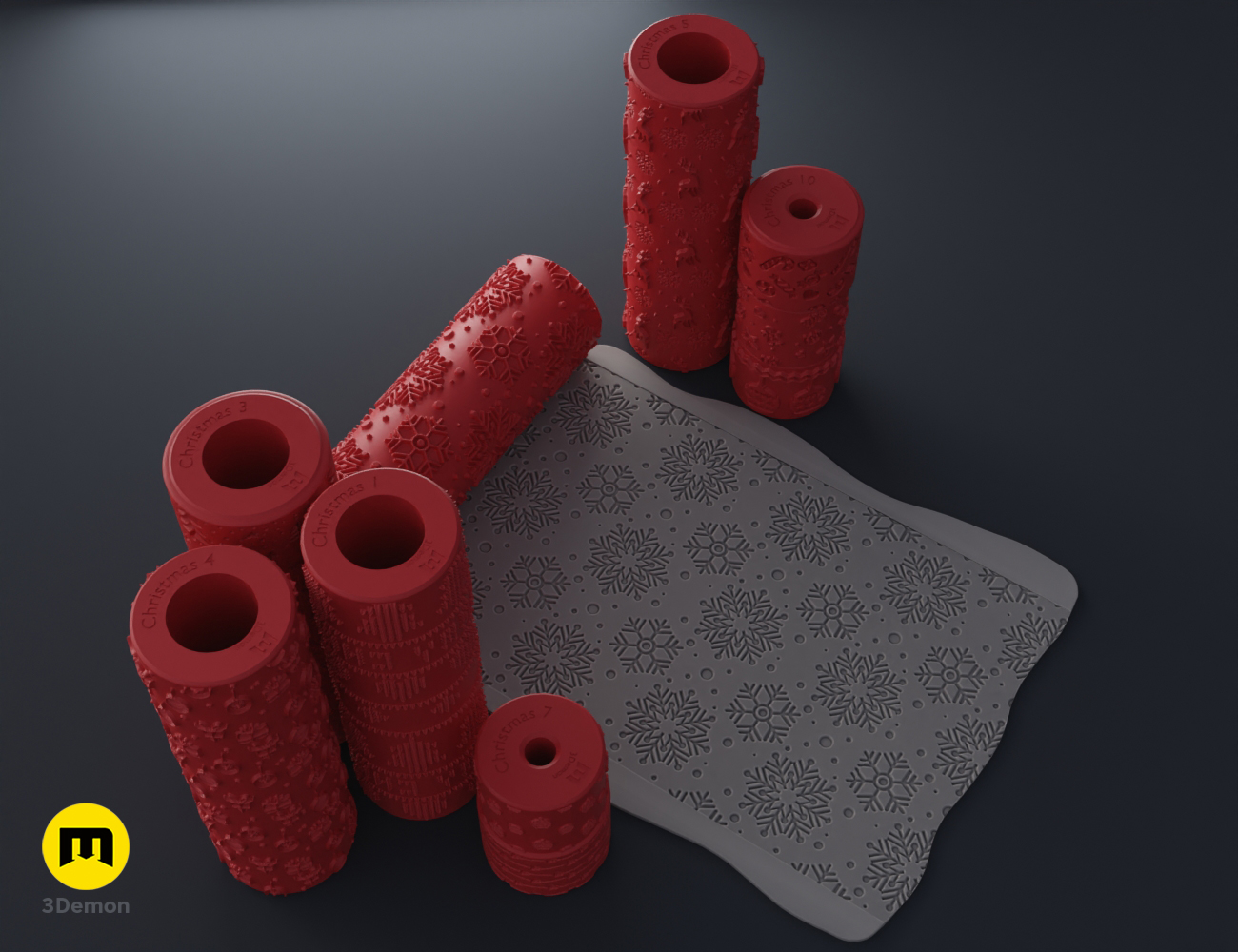 Miniatura 3 do modelo 3D Christmas Texture Rollers