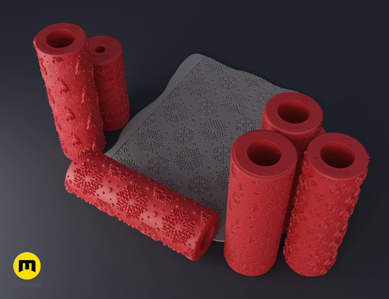Miniatura 24 do modelo 3D Christmas Texture Rollers