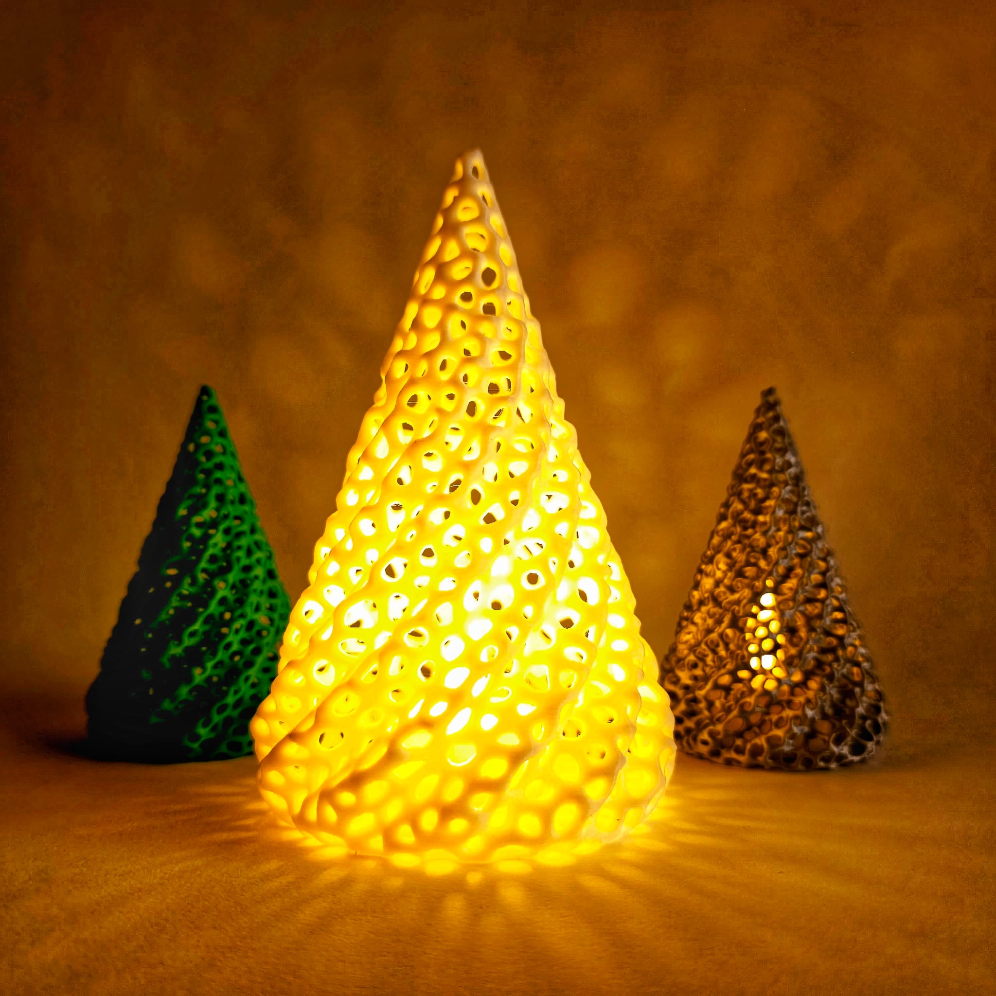 Tealight Christmas Tree Led Lamp - voronoi style