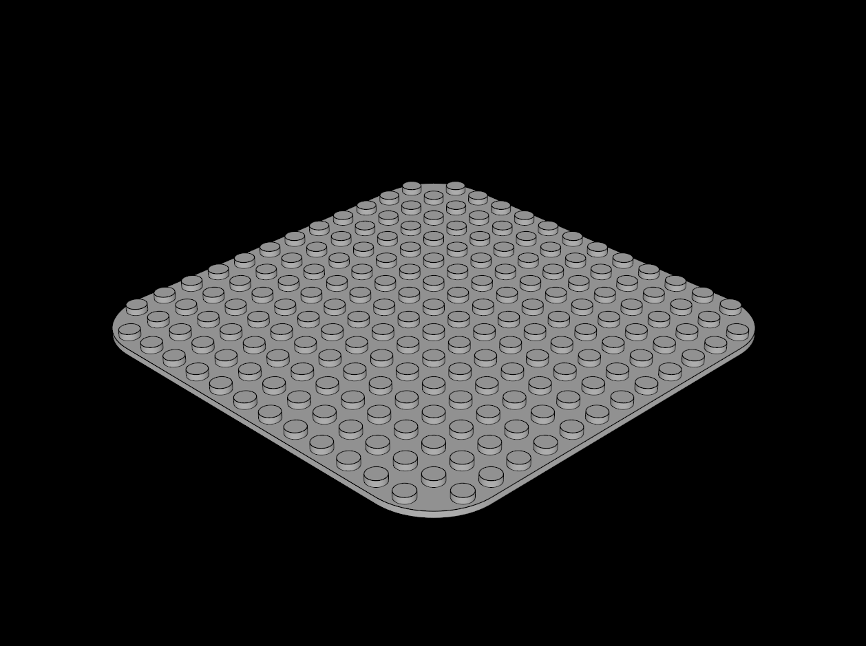 Lego Compatible (400.dat) Baseplate 14 x 14 with Rounded Corners