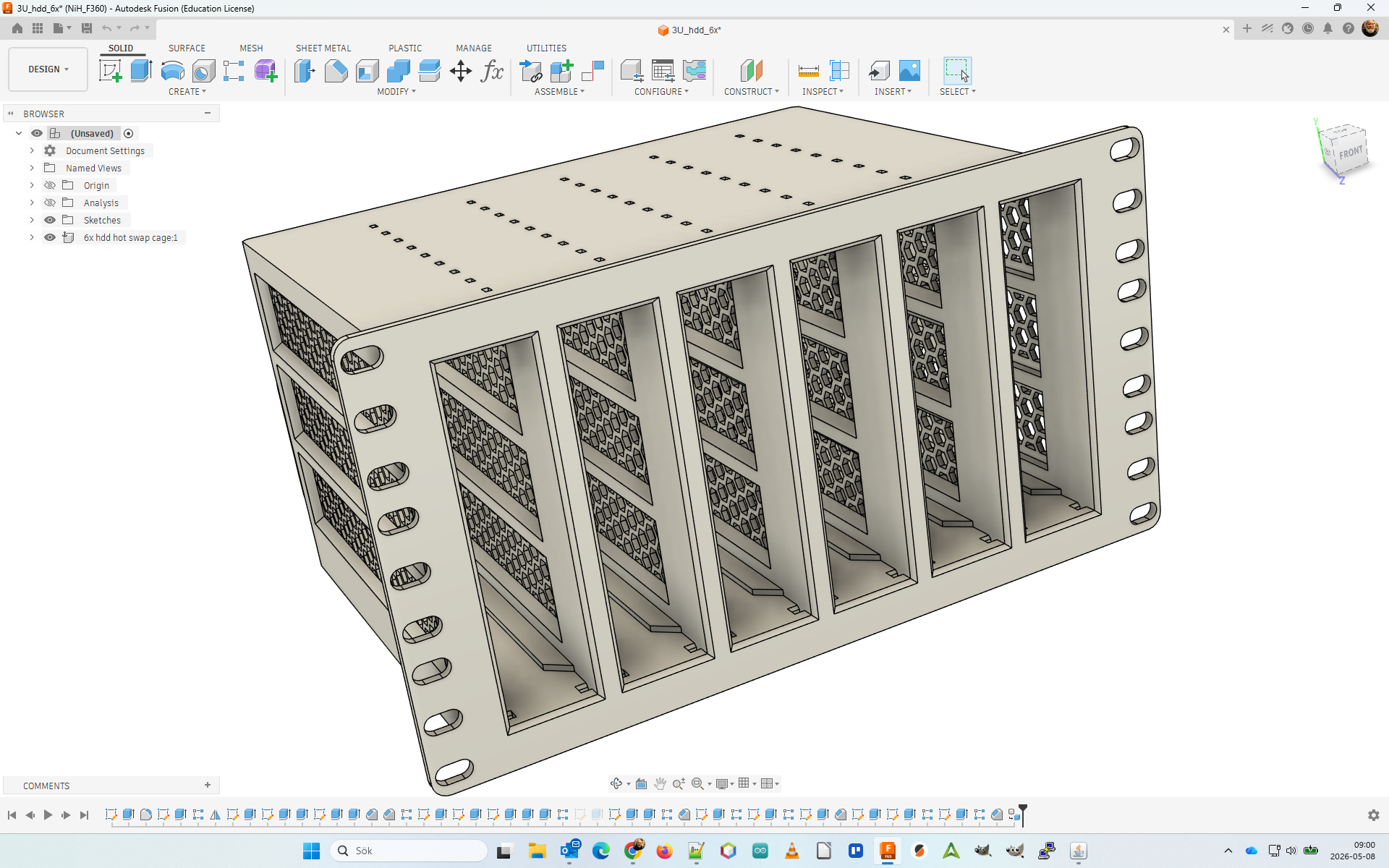 3U 6x 3.5" SATA hdd cage for 10" rack