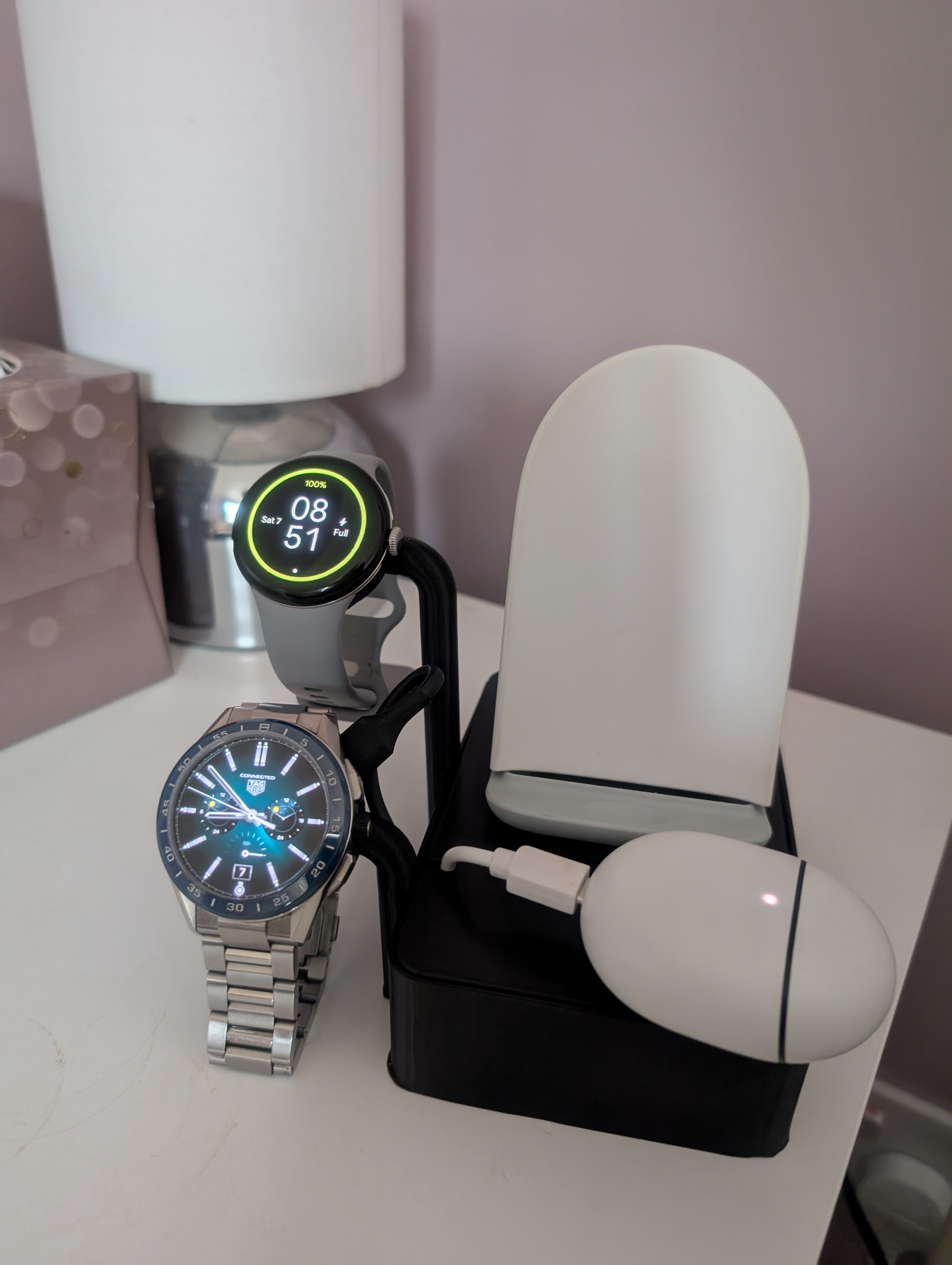 Phone and smart watch bedside organiser