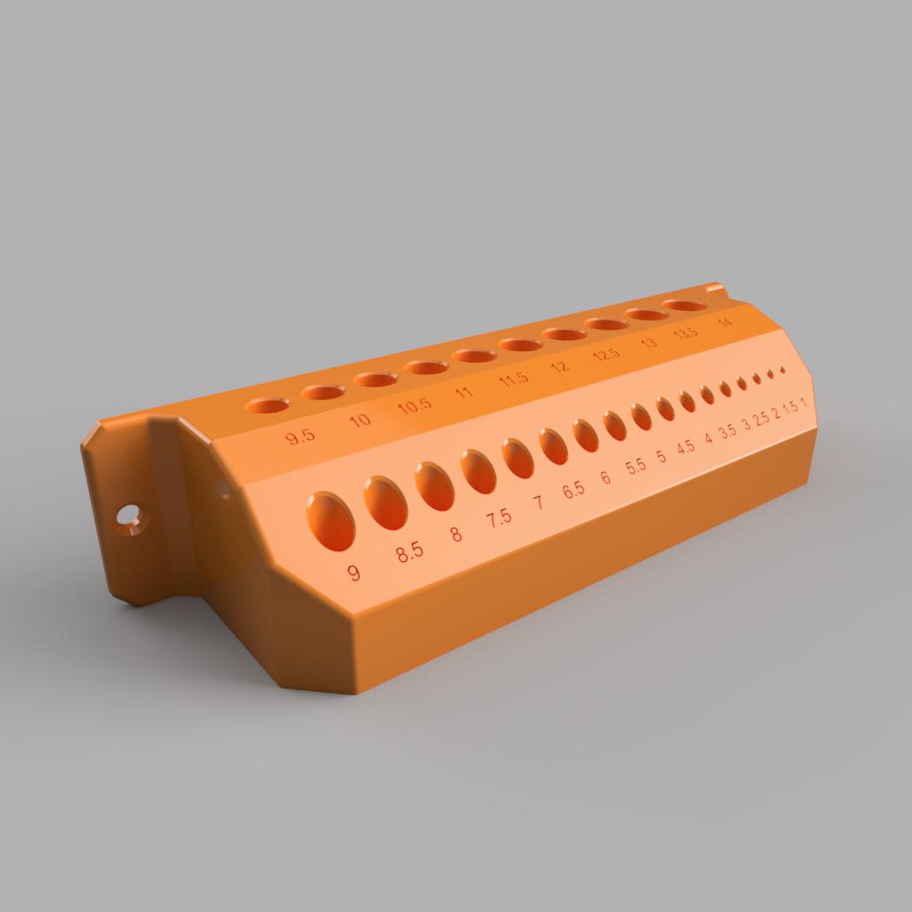Metric drill bit set wall mount 1mm to 14
