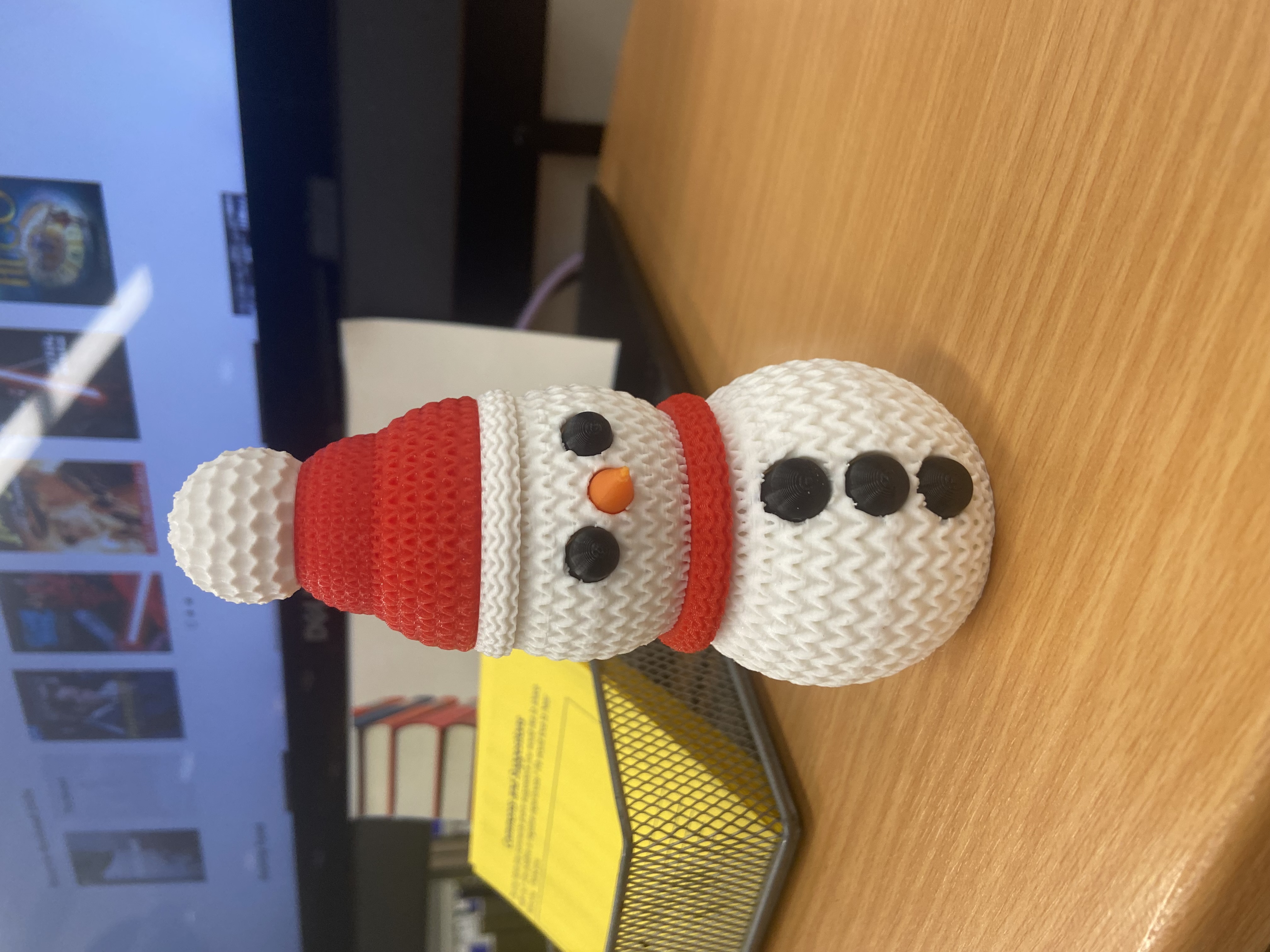 Knitted Snowman with Santa Hat