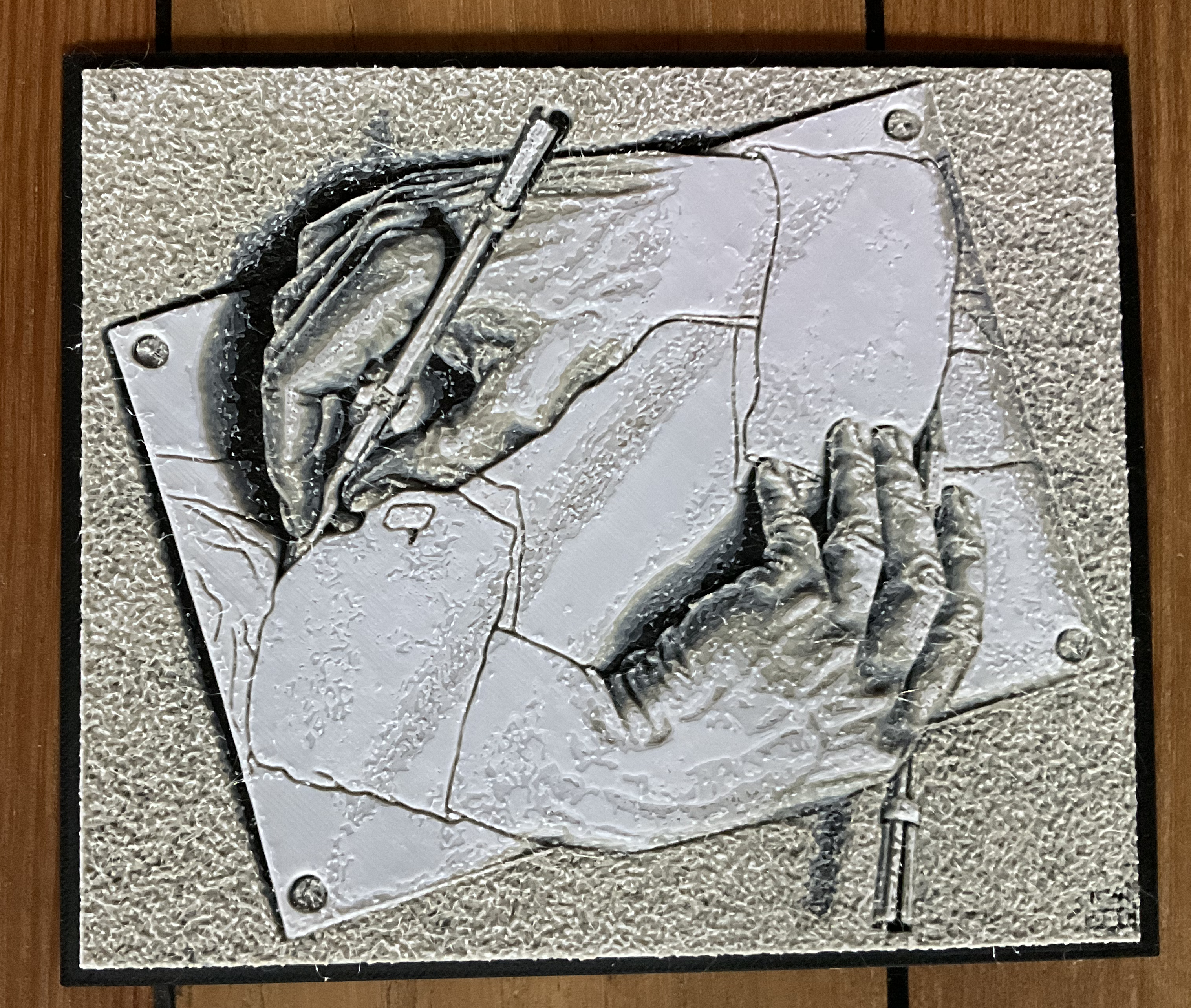 HueForge Drawing Hands by M.C.Escher