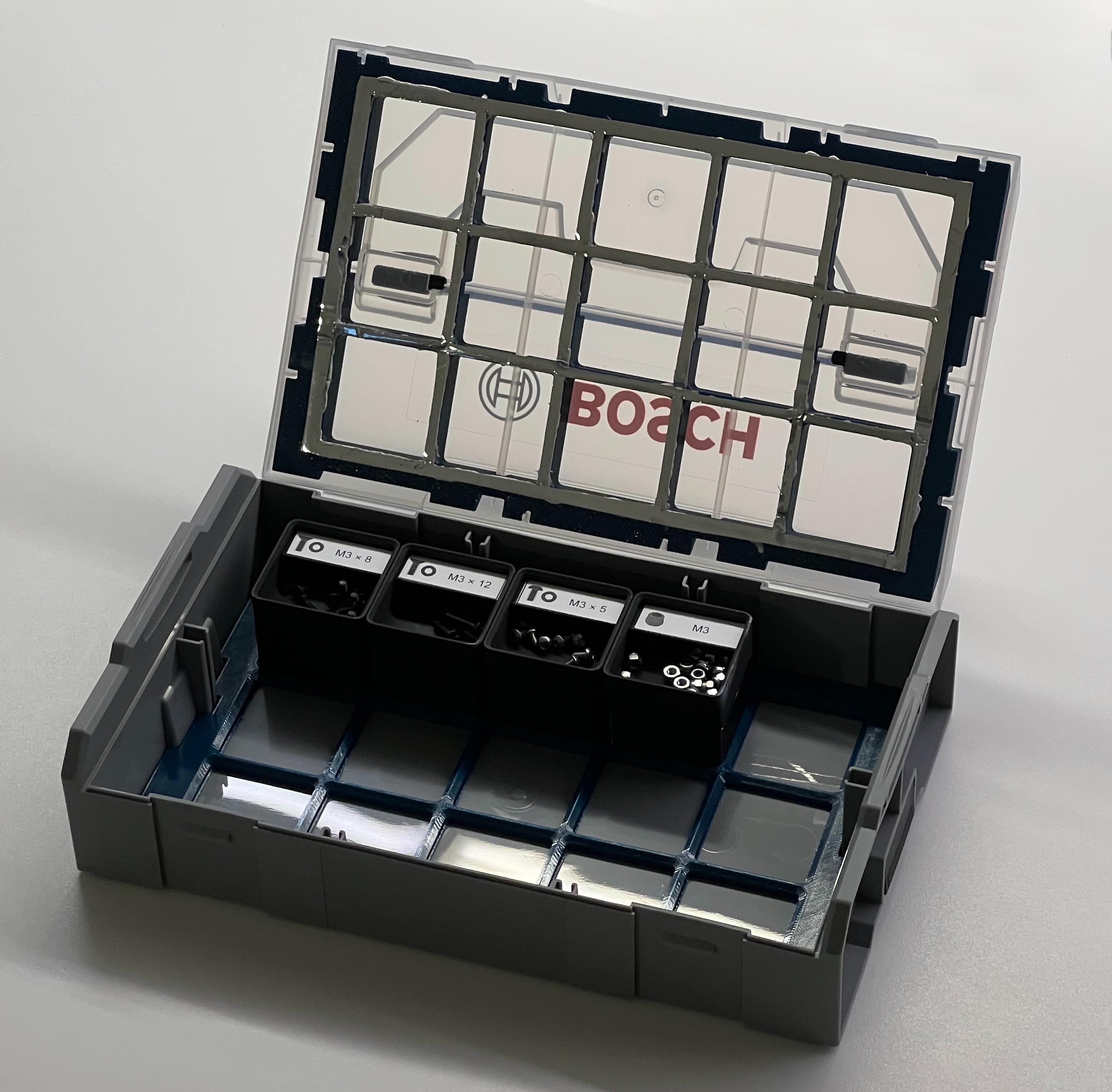 Bosch Sortimo L-Boxx Mini Gridfinity lid insert (with Fusion)