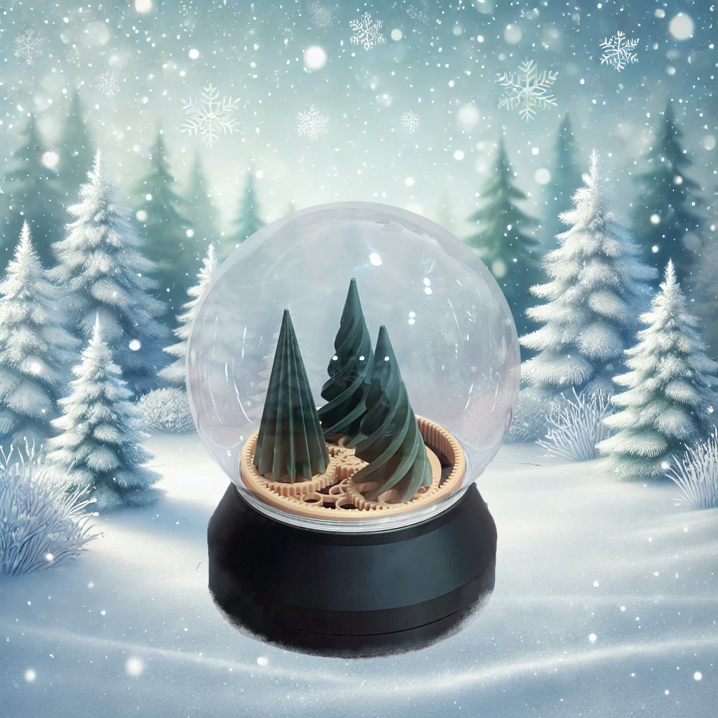 Twirling Winter Forest Snow Globe