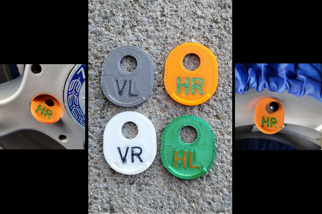 Reifenmarkierset für Ventil und Radschraubenloch / Tire markers for valve and screw hole