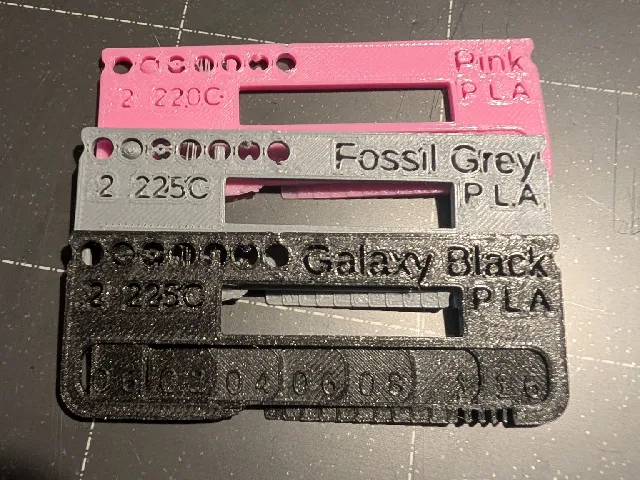 Filament swatch with colour match cutout