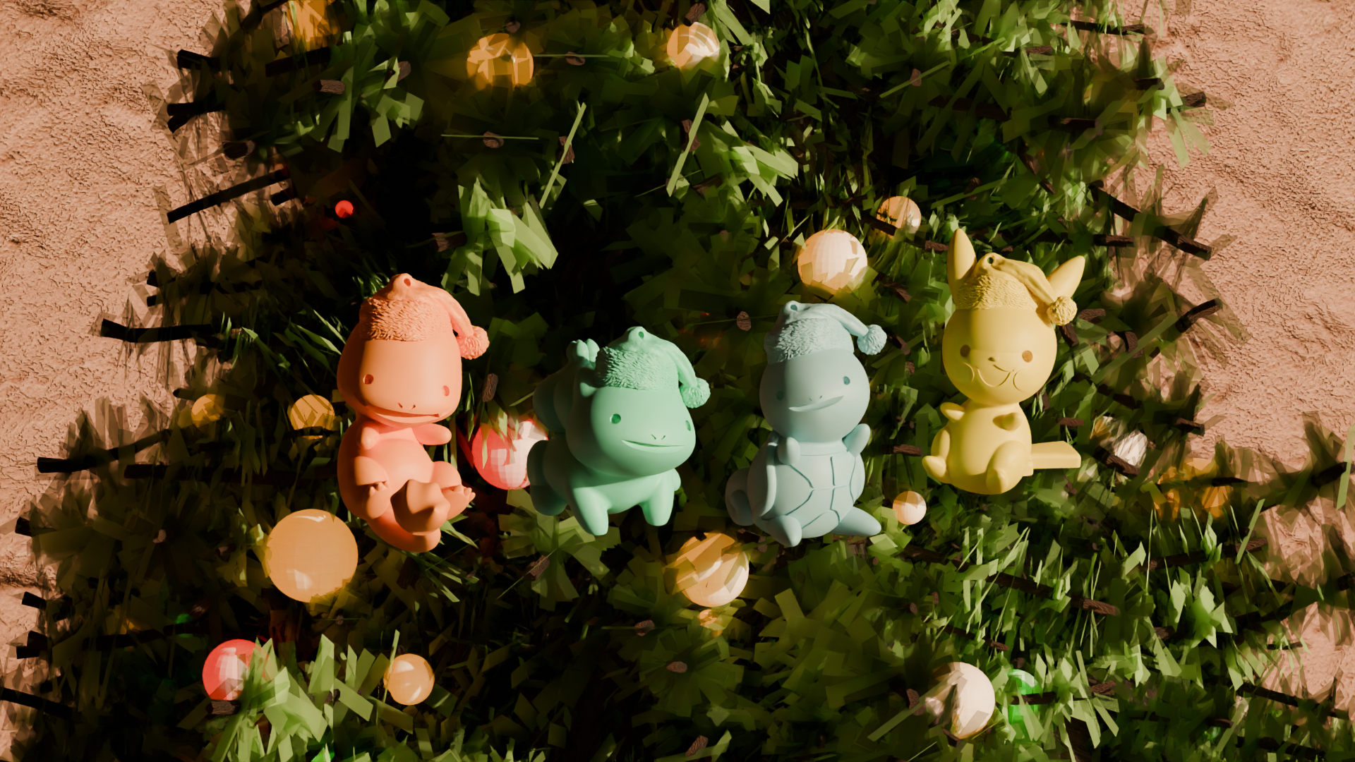 Cute Pokemon Christmas Ornaments - Pikachu, Bulbasaur, Charmander, Squirtle