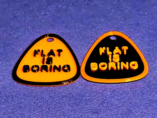 Plectron "Flat is boring", 3D-Slogan, keytag
