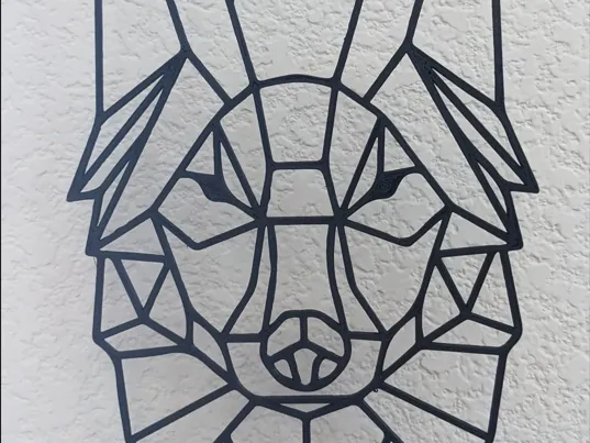 Geometric Wolf Wall Art 3D Print - Modern Line Art Decor