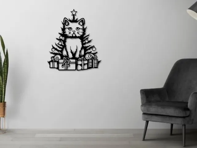 Christmas Cat Wall Decor
