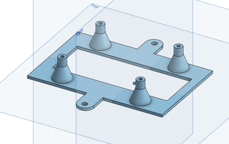 Elevated raspberry pi holder with room under pylons
