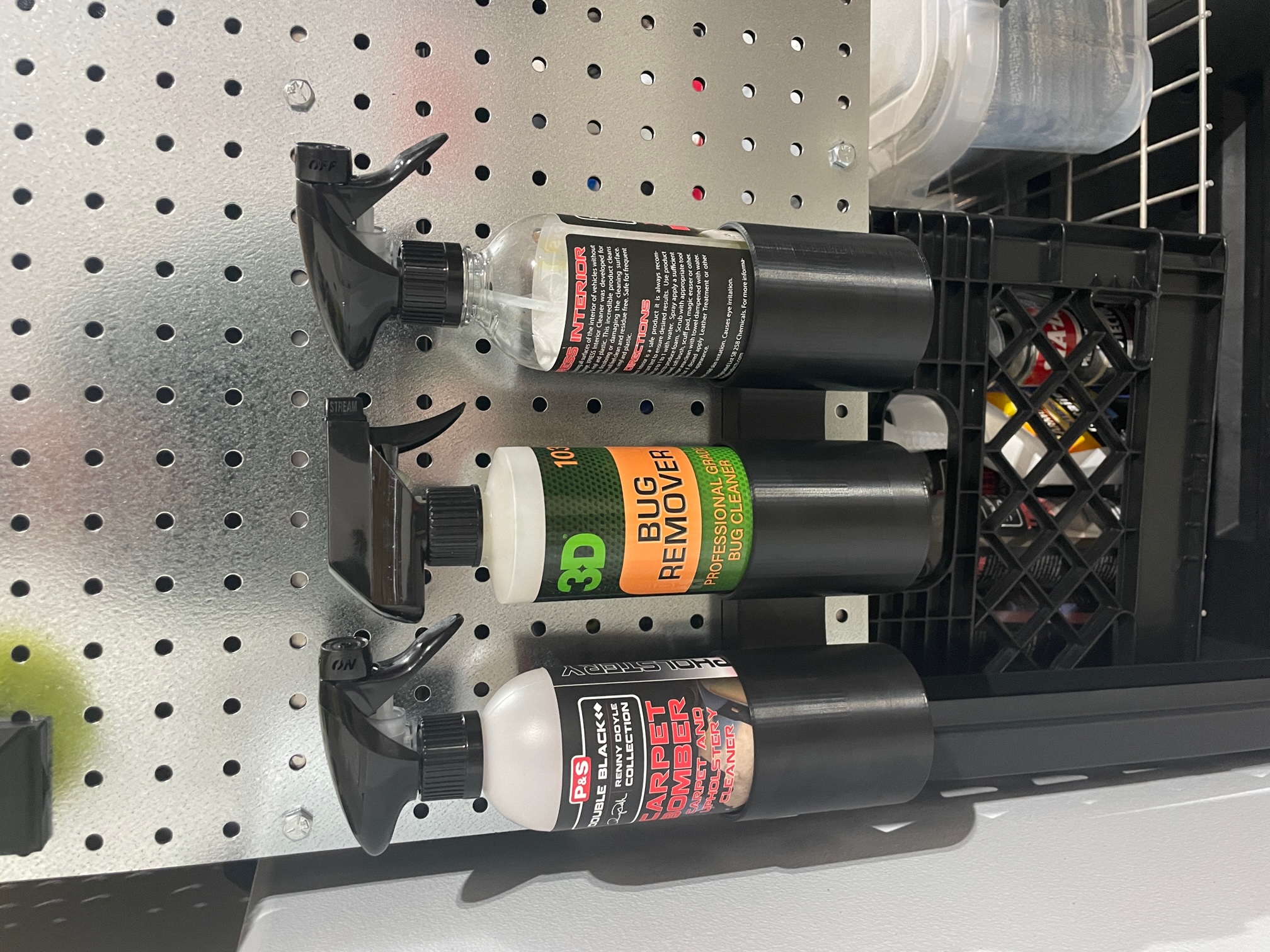 Pegboard Detailing Chemical Spray Bottle Holder