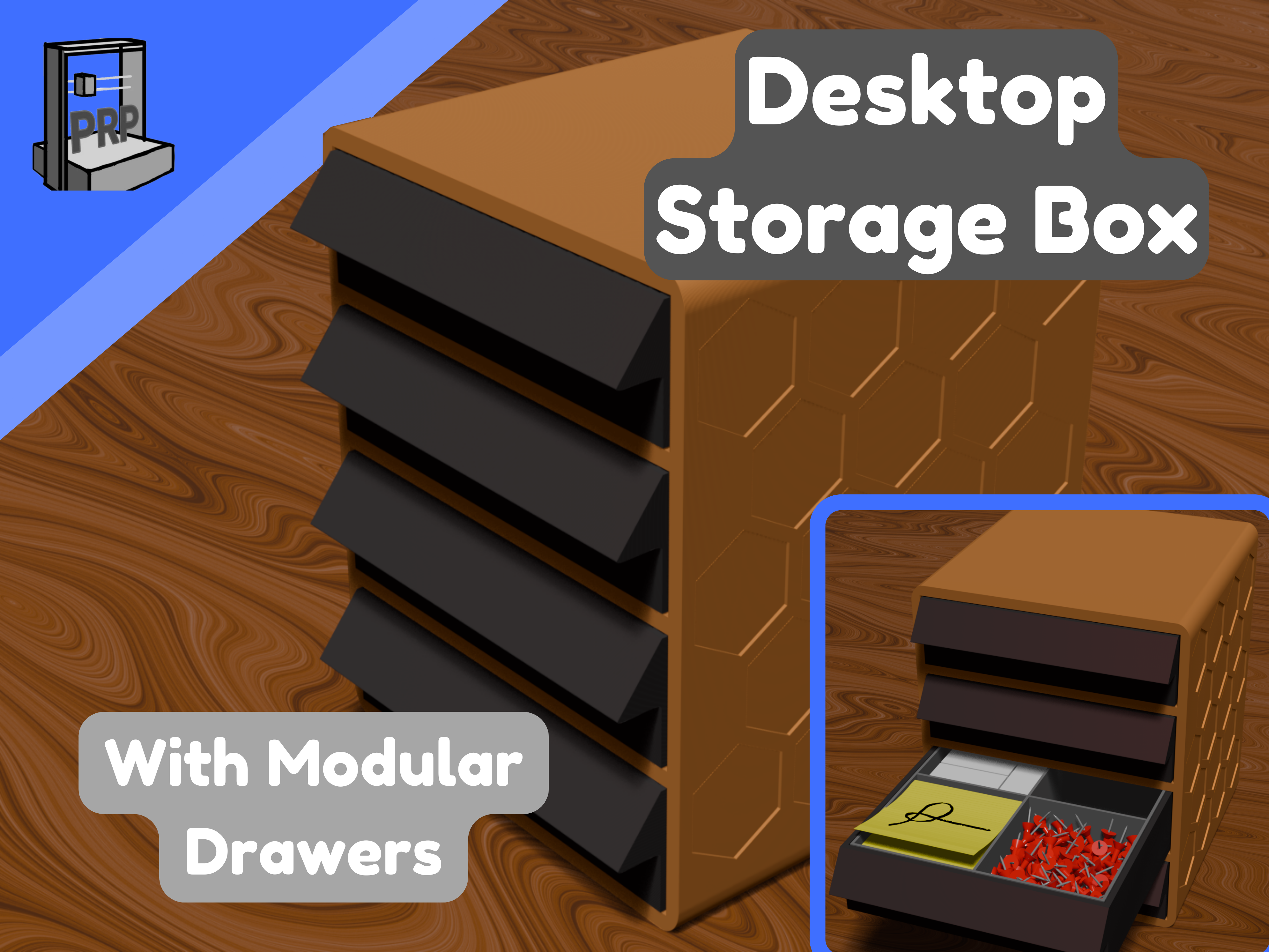 Desktop Storage Box (With Modular Drawers)