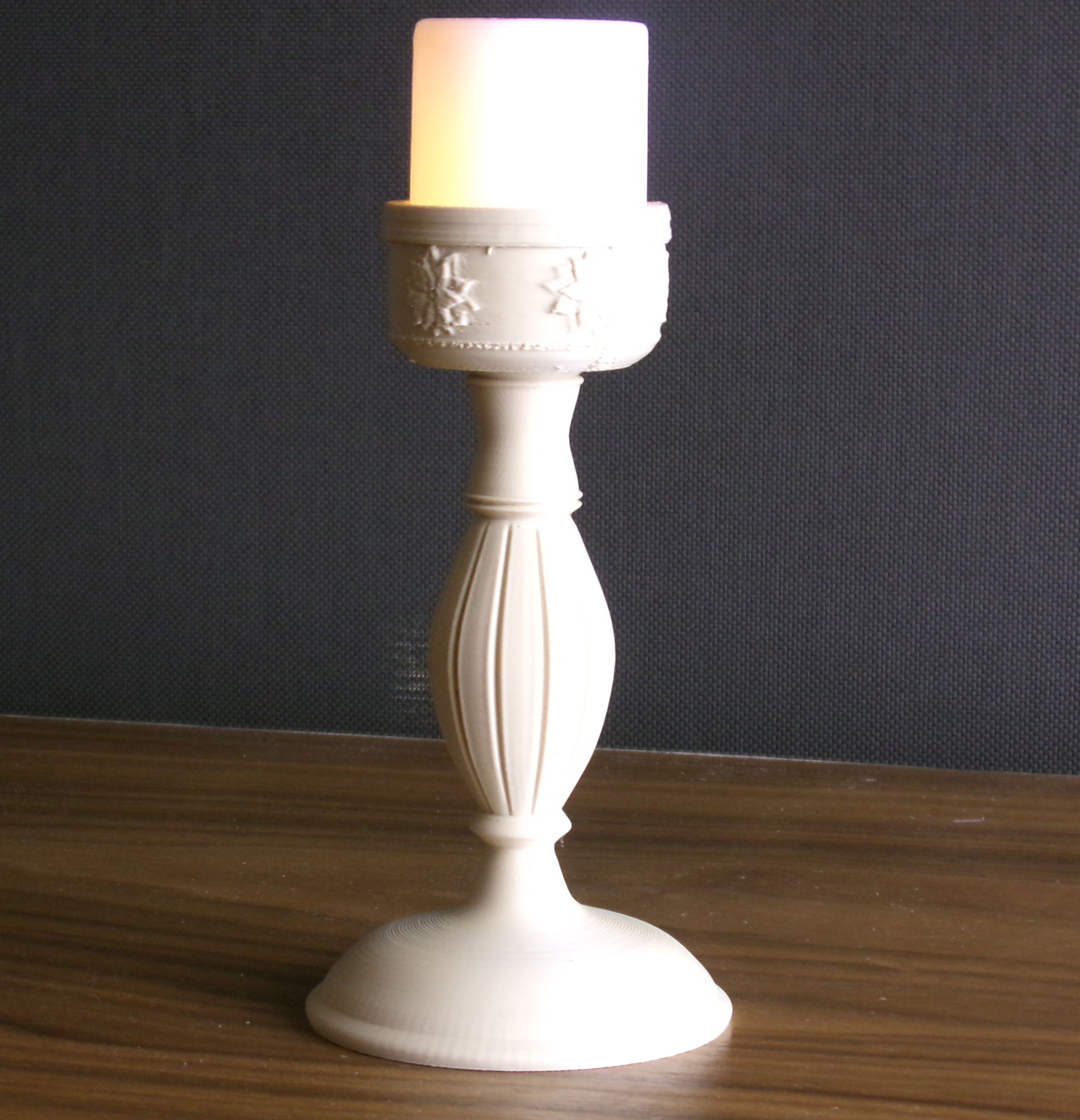 Candlestick with Poinsettia Motif